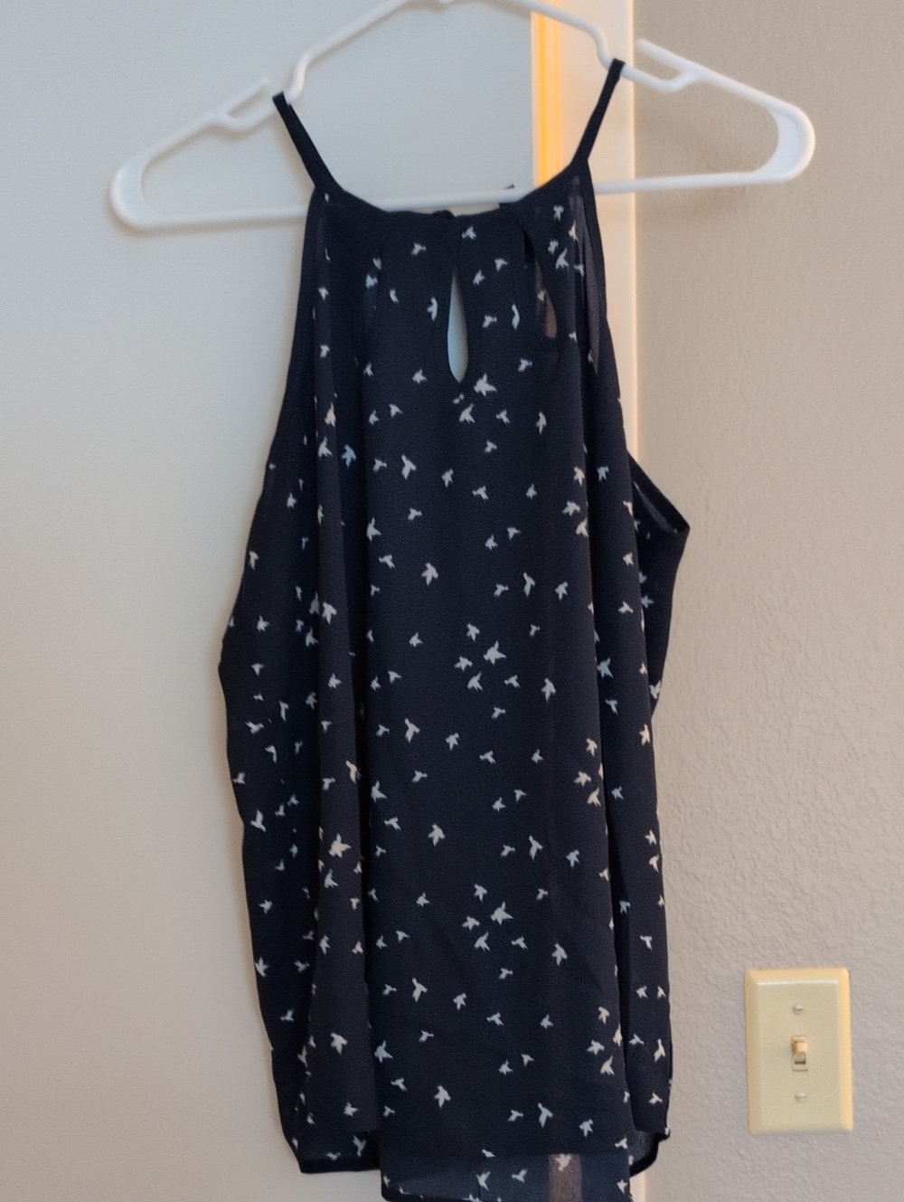 Papermoon Navy Halter Tank with White Bird Print
